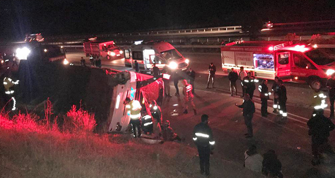 Şoför kalp krizi geçirdi, yolcu otobüsü devrildi: 27 yaralı