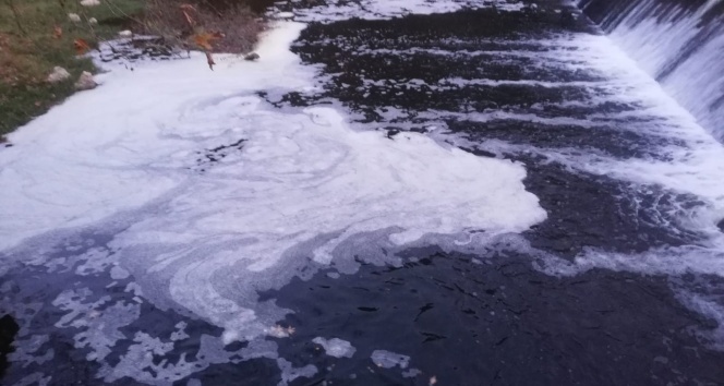 Köpüklü akan dere korkutuyor