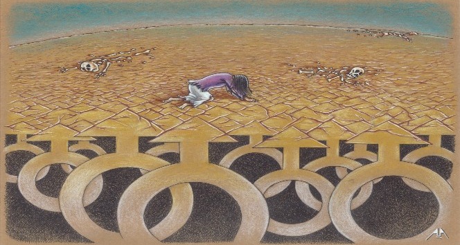 Karikatürler kadına şiddeti anlattı