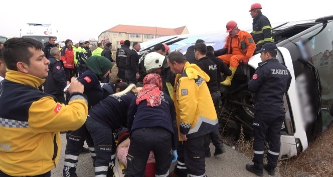 Kırıkkale’de yolcu otobüs şarampole devrildi: 7 yaralı