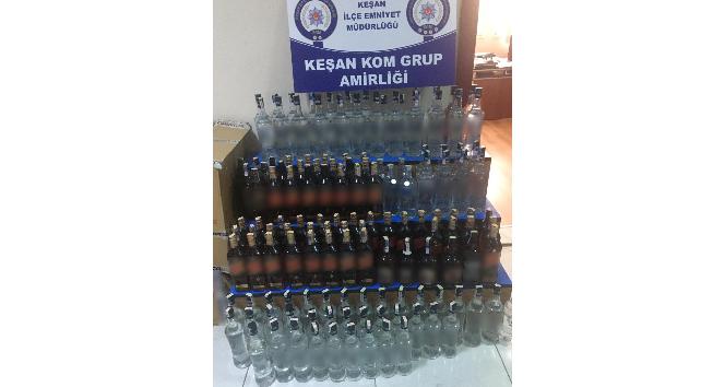 Keşan’da 140 şişe kaçak içki ele geçirildi