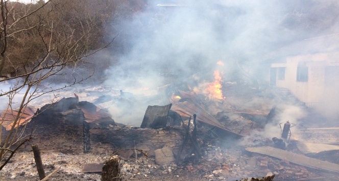 Karabük’te çıkan yangında yan yana olan 2 ev kül oldu