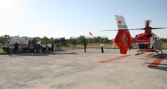 Kalp krizi geçiren hasta hava ambulansı ile taşındı