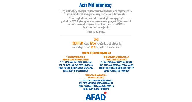 AFAD bağış yapmak isteyen vatandaşlar için hesap numaralarını yayınladı