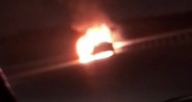 Kuzey Marmara Otoyolunda otomobil alev alev yandı
