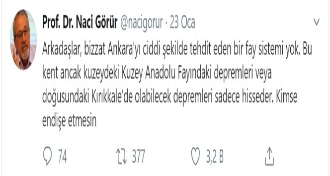 Deprem uzmanı Görür’ün ’Ankara’ tahmini Kırıkkalelileri endişelendirdi