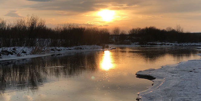 Kars’ta gün batımı görsel şölen oluşturdu