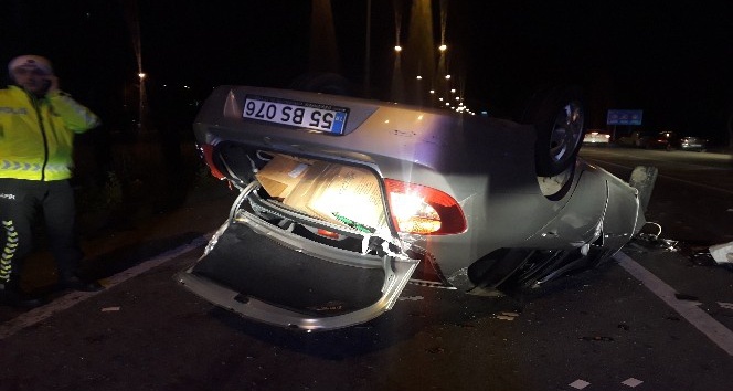 Bariyerlere çarpan otomobil takla attı: 1 yaralı