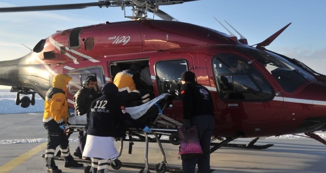 Diyabet ve tansiyon hastasının imdadına polis helikopteri yetişti