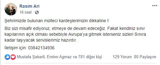 Nevşehir’den Avrupa’ya gitmek isteyen mültecilere ücretsiz servis