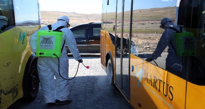 Mardin’de toplu taşıma araçları dezenfekte edildi