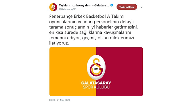 Galatasaray&#039;dan Fenerbahçe&#039;ye geçmiş olsun mesajı