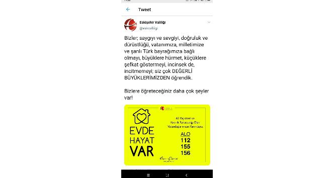 Eskişehir Valisi Çakacak’tan anlamlı tweetler
