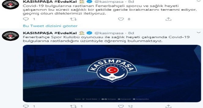 Kasımpaşa’dan Fenerbahçe’ye geçmiş olsun mesajı