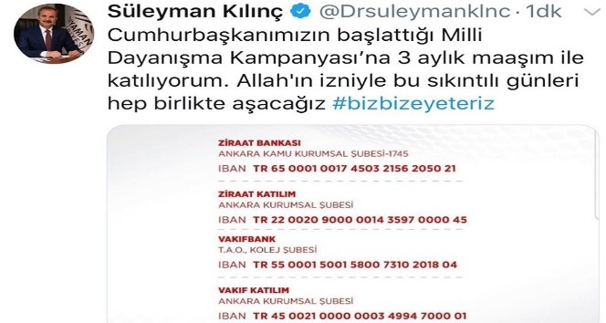 Başkan Süleyman Kılınç, 3 aylık maaşını bağışladı