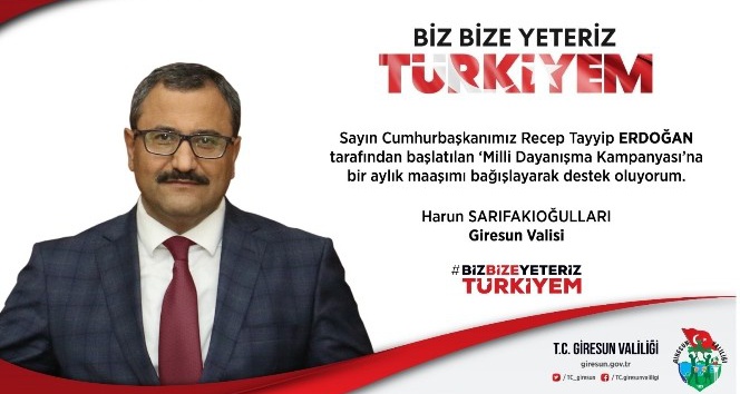 Giresun Valisi’nden Milli Dayanışma Kampanyasına Destek