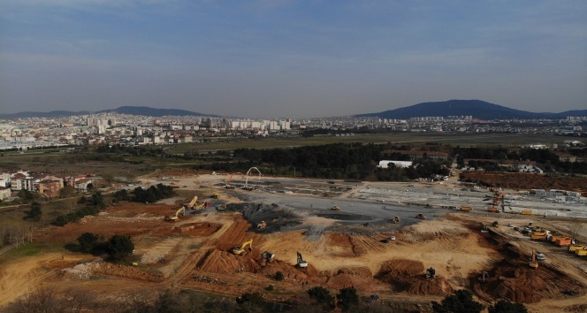 Sancaktepe'de yapılan hastanene inşaatındaki son durum havadan görüntülendi