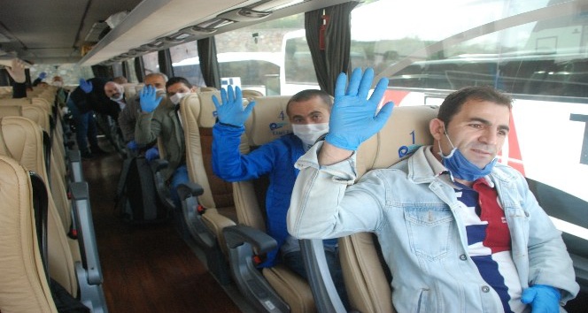 Karantina süresi dolan 320 işçi memleketlerine uğurlandı