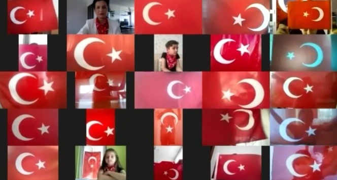 İlkokul öğrencilerinden video konferanslı 23 Nisan kutlaması