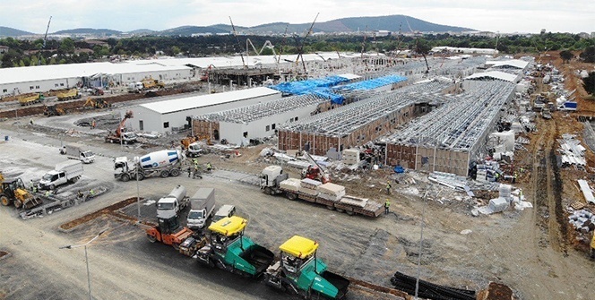 Sancaktepe’de yapımı devam eden pandemi hastanesi görüntülendi
