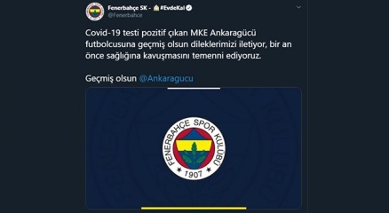 Fenerbahçeden Ankaragücüne geçmiş olsun mesajı