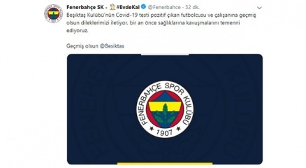 Fenerbahçeden Beşiktaşa geçmiş olsun mesajı