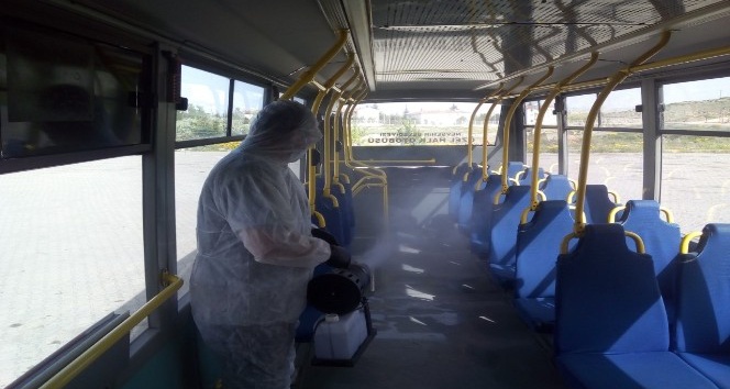 Özel halk otobüsleri dezenfekte edildi