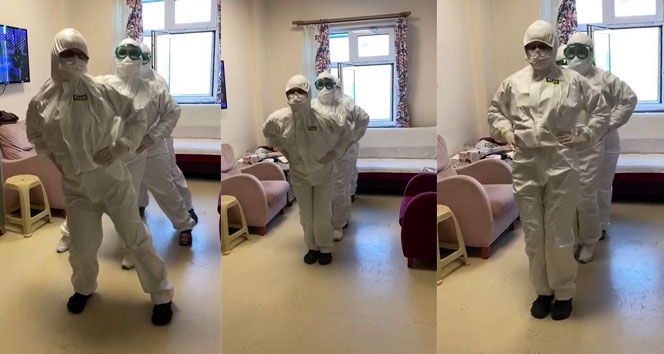 Koronayı yenen sağlık çalışanlarından penguen dansı
