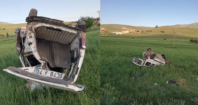 Kırşehir&#039;de, hafif ticari araç şarampole devrildi: 5 yaralı