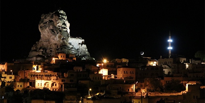 Kapadokya Bölgesinin gece görüntüsü hayran bıraktı
