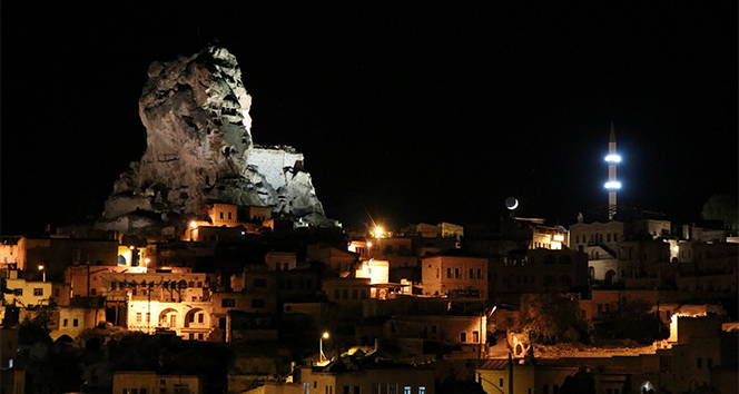 Kapadokya Bölgesinin gece görüntüsü hayran bıraktı