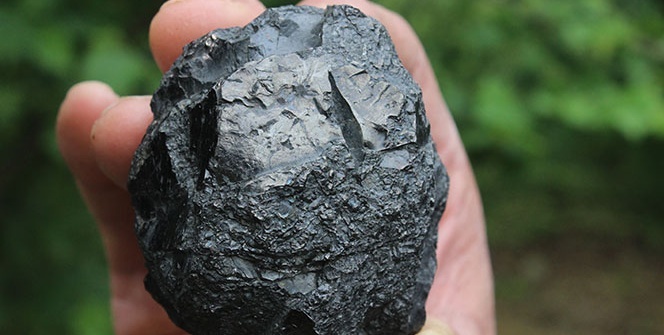 Ot biçerken bahçede gök taşı buldu