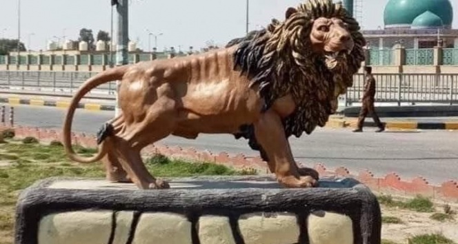 Irak’ta 65 bin dolara mal olan aslan heykeli tepkiye yol açtı