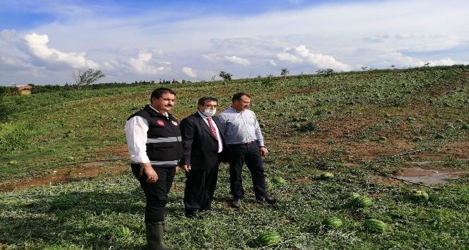 Biga´da tarım arazileri şiddetli dolu nedeniyle zarar gördü