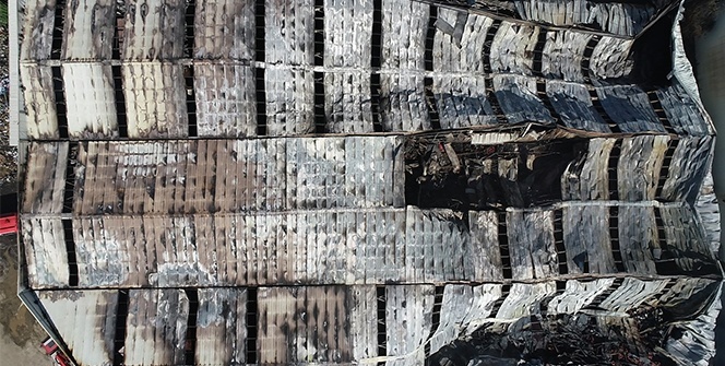 Bursa'daki yangın dehşetinden geriye kalan enkaz havadan görüntülendi