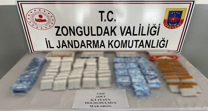 Zonguldak’ta 3 bin 620 adet tütün doldurulmuş makaron ele geçirildi