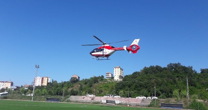 Yanan bebek ambulans helikopterle Samsun’a sevk edildi