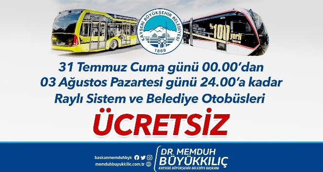 Bayramda belediye otobüsleri ve tramvaylar ücretsiz