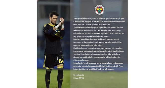 Erten Ersu, Fenerbahçe&#039;den ayrıldı