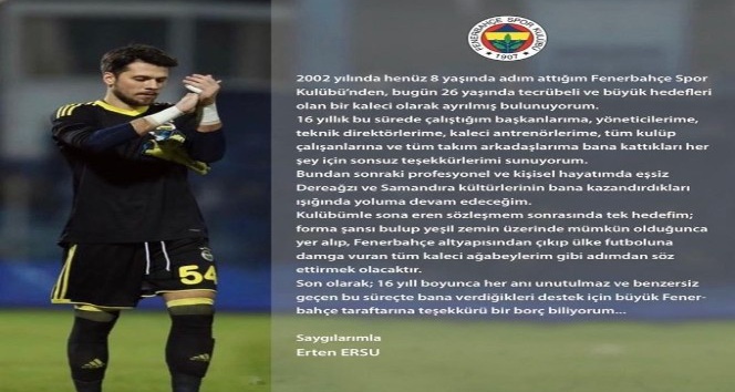Erten Ersu, Fenerbahçe’den ayrıldı