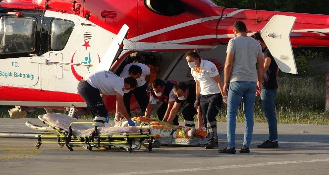 Böbrek hastası kadın ambulans helikopterle hastaneye sevk edildi