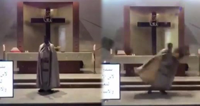 Beyrut’taki patlamada kilisede ayin yapan papazın kaçış anı kamerada