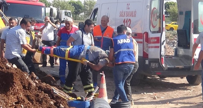 Kilis’te toprak altında kalan işçi ağır yaralandı