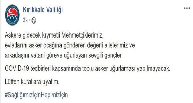 Kırıkkale’de ’toplu asker uğurlaması’ yasaklandı