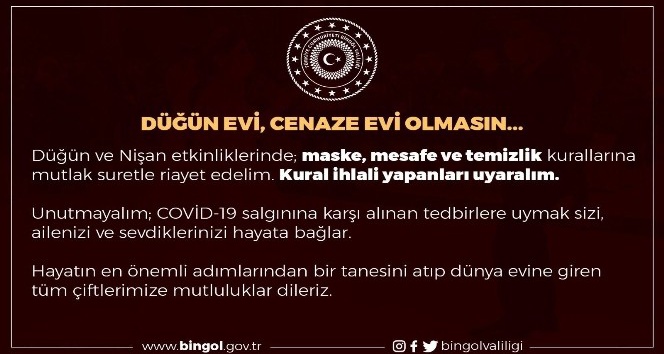 Bingöl Valiliğinden Covid-19 uyarısı