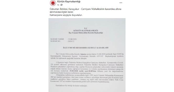 Gümüşhane’de bir mahalle karantinaya alındı