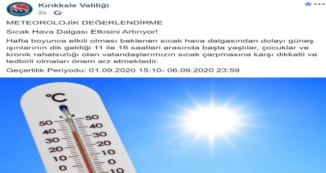 Valilik uyardı: Sıcak hava dalgasına dikkat