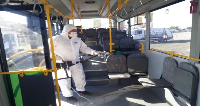 Iğdır’da halka otobüsleri dezenfekte edildi