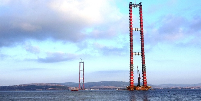 1915 Çanakkale Köprüsü’nde geçici çalışma halatı montajı başladı