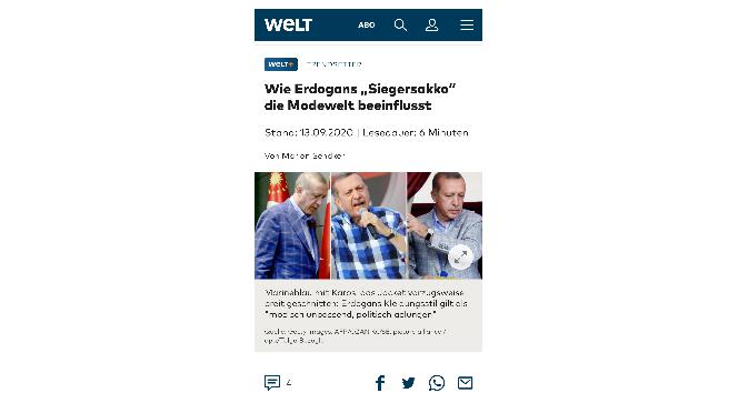 Cumhurbaşkanı Erdoğan’ın “ceketi” Alman Welt gazetesine haber oldu